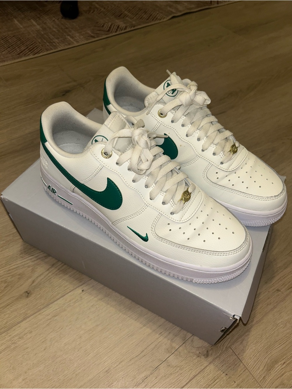 Nike Air Force 1 Low — White with Green Swoosh